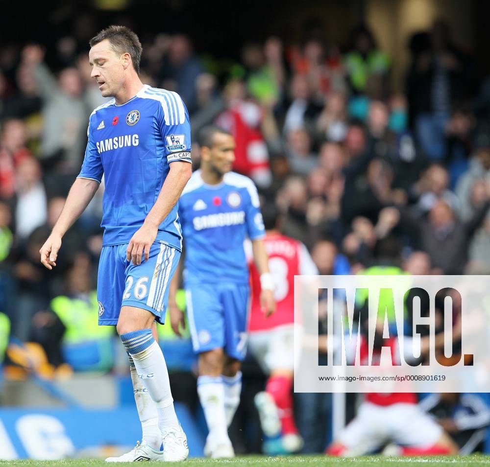 Chelseas John Terry looks on dejected after his mistake led to the winning goal Barclays Premier League FC Chelsea London vs FC Arsenal London 29th October, 2011 .