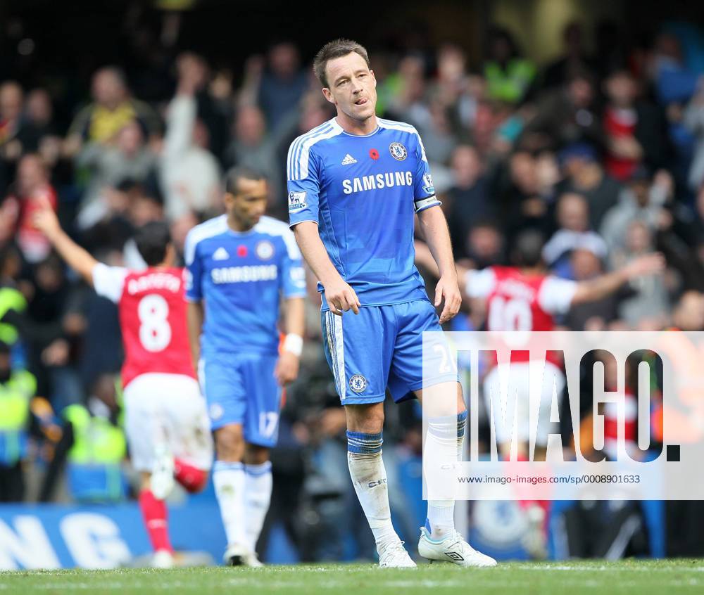 Chelseas John Terry looks on dejected after his mistake led to the winning goal Barclays Premier League FC Chelsea London vs FC Arsenal London 29th October, 2011 .