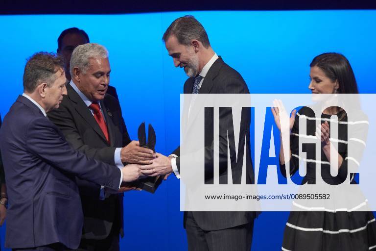 Madrid Queen Letizia and King Felipe during the ‘’World peace & Liberty award’’ at the closing session of the ‘’World law congress, WLC, of the ‘’World jurist association, WJA at the royal theatre in Madrid. No Spain