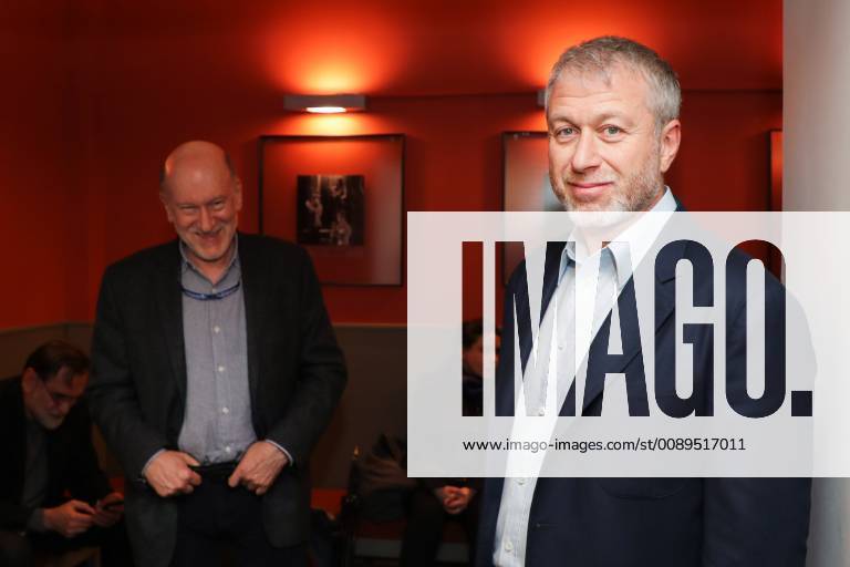 Businessman Roman Abramovich (front) and Freight One Supervisory Board Chairman Alexander Voloshin ahead of the private screening of Stilyagi based on Yuri Korotkov s play and staged by Alexei Frandetti at Moscow s Theatre of Nations; stilyagi stylish people is a name for a Soviet 1950s youth counterculture of foreign lifestyle and fashion followers. Vyacheslav Prokofyev TASS TS0A1BA5