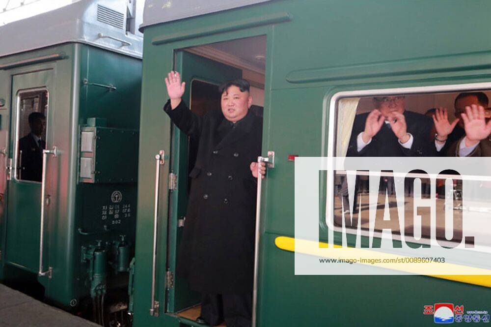 This image released on February 23, 2019, by the North Korean Official News Service (KCNA), shows North Korean leader Kim Jong Un as he departed by train en route to his second summit with U.S. President Donald Trump in Hanoi, Vietnam. Kim will travel more than 2,800 miles by train to the Vietnamese border city of Dang Dong before reportedly embarking on the final leg of the journey to Hanoi, by car. WAX2019022301 KCNA