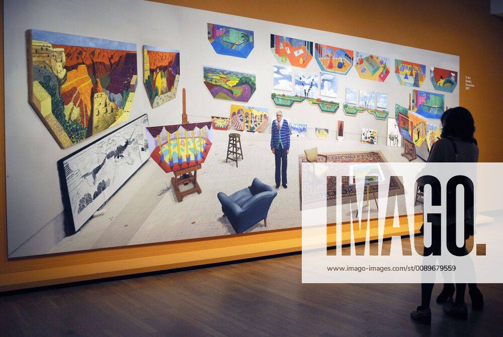 Netherlands, Amsterdam, 27-02-2019 - Press tour of the exhibition Hockney - Van Gogh; The Joy of Nature, in the Vincent van Gogh Museum (01.03-26.05.2019). For the first time the famous Yorkshire landscapes of Hockney are shown in The Netherlands, together with a selection of works by Vincent van Gogh which strongly influenced Hockney. Collected press is waiting to enter the exhibition. Credit: Paul van Riel Hollandse Hoogte (HH)