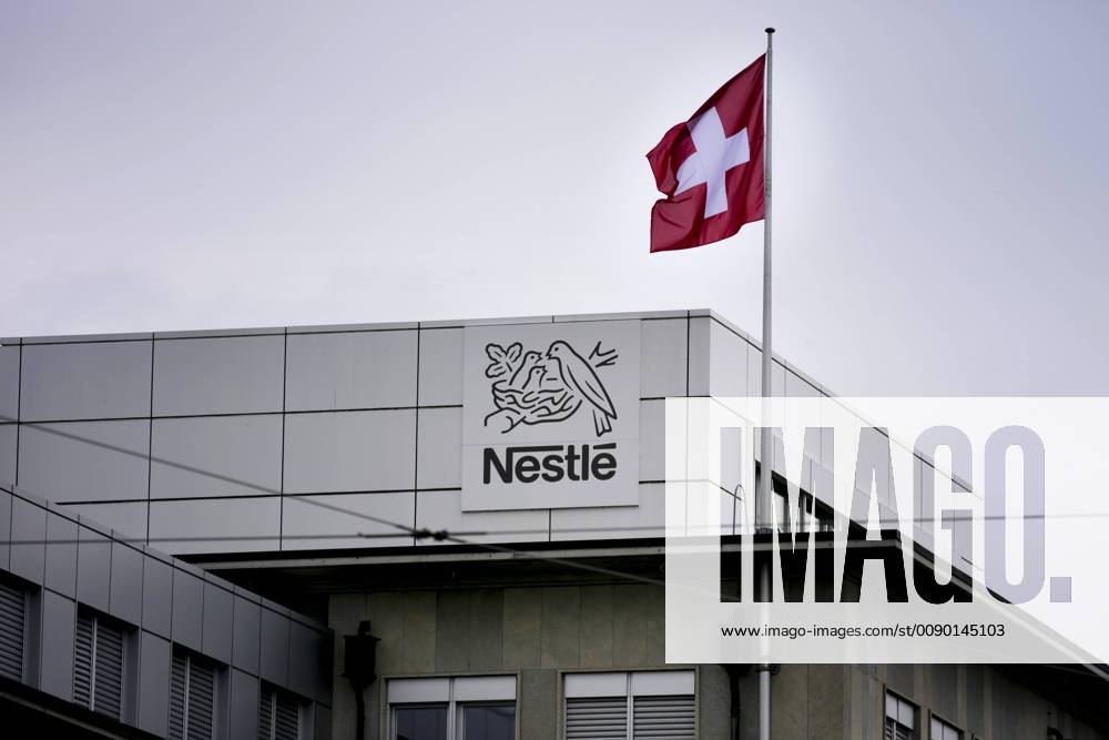 Vevey, Switzerland March 2, 2019 - Image of Swiss food giant s Nestle headquarters NESTLE, ILLUSTRATION, INDUSTRIE AGRO ALIMENTAIRE, MULTINATIONALE SUISSE, LOGO, GENERIQUE, BUREAUX, SIEGE SOCIAL, DRAPEAU SUISSE, MARQUE, DRAPEAU SUISSE