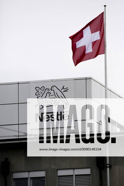 Vevey, Switzerland March 2, 2019 - Image of Swiss food giant s Nestle headquarters NESTLE, ILLUSTRATION, INDUSTRIE AGRO ALIMENTAIRE, MULTINATIONALE SUISSE, LOGO, GENERIQUE, BUREAUX, SIEGE SOCIAL, DRAPEAU SUISSE, MARQUE, DRAPEAU SUISSE