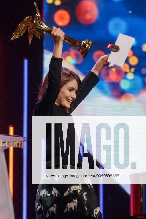 MOSCOW, RUSSIA – MARCH 30, 2019: Actress Marta Kozlova accepts an award for Best Actress for her role in Alexei Fedorchenko s film Anna s War at the 32nd Nika Film Award Ceremony. Vyacheslav Prokofyev TASS TS0A675F