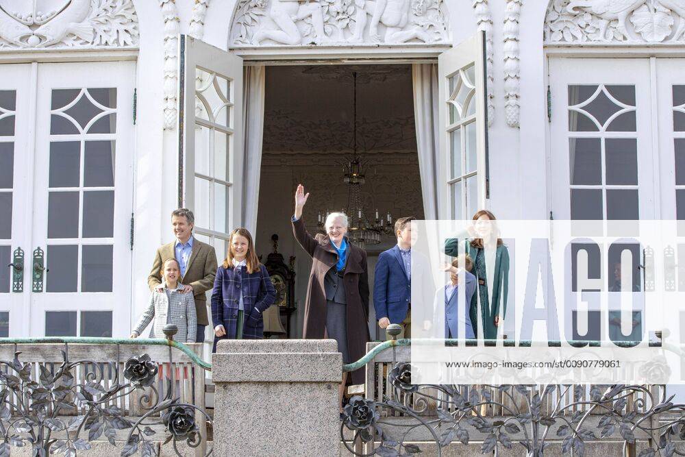 Denmark Danish royal family attend the Queen’s 79th birthday in Aarhus. Queen Margrethe Princess Mary and Prince Frederik with Prince Christian and Princess Isabella and Princess Josephine and Prince Vincent
