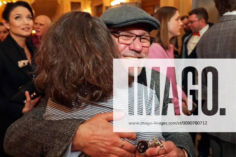 Alexei Malobrodky (R), former general producer of the Seventh Studio Company, former general director of the Gogol Center Theatre, ahead of the 2019 Golden Mask award ceremony at the Historic Stage of the Bolshoi Theatre. Vyacheslav Prokofyev TASS TS0A869C