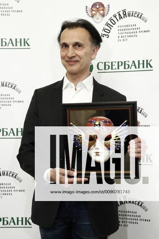Choreographer Alexei Narutto receives the Contemporary Dance Best Production award for the 40 production by Olga Timoshenko and Alexei Narutto Project (Moscow) at the 2019 Golden Mask award ceremony at the Historic Stage of the Bolshoi Theatre. Artyom Geodakyan TASS TS0A86D7