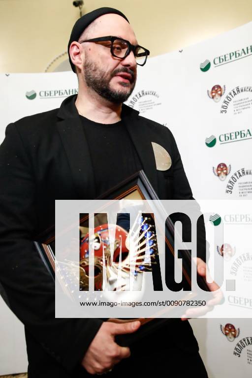 Russian stage and film director Kirill Serebrennikov receives the Drama Best Director award for his production Little Tragedies at Moscow s Gogol Center Theatre at the 2019 Golden Mask award ceremony at the Historic Stage of the Bolshoi Theatre. Artyom Geodakyan TASS TS0A8726