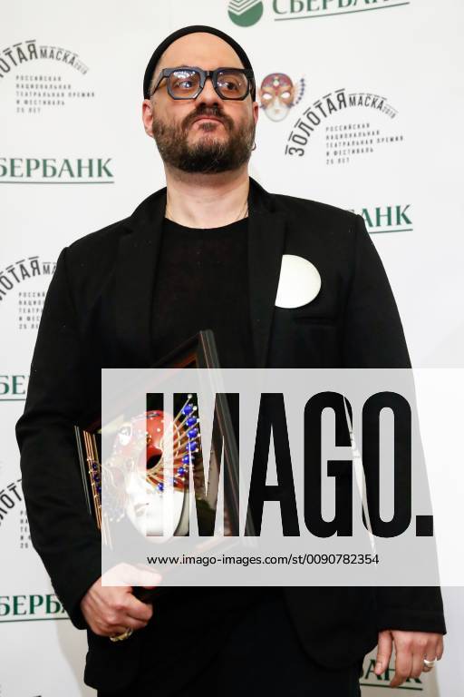 Russian stage and film director Kirill Serebrennikov receives the Drama Best Director award for his production Little Tragedies at Moscow s Gogol Center Theatre at the 2019 Golden Mask award ceremony at the Historic Stage of the Bolshoi Theatre. Artyom Geodakyan TASS TS0A872A