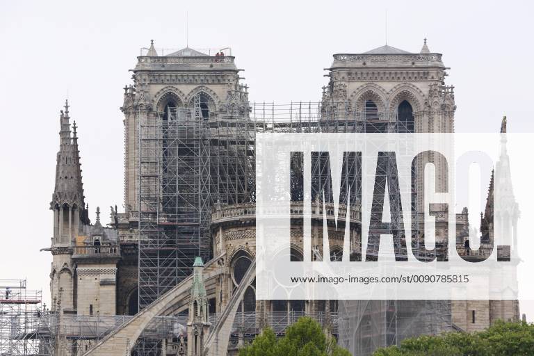 (190416) -- PARIS, April 16, 2019 (Xinhua) -- Photo taken on April 16, 2019 shows the damaged Notre Dame Cathedral after a fire in Paris, France. French President Emmanuel Macron on Tuesday vowed to rebuild Notre Dame Cathedral, devastated by fire on Monday evening, within five years, calling on the French to remain united. In early Monday evening, a fire broke out in the famed cathedral. Online footage showed thick smoke billowing from the top of the cathedral and huge flames between its two bell towers engulfing the spire and the entire roof which both collapsed later. (Xinhua Gao Jing) FRANCE-PARIS-NOTRE DAME CATHEDRAL-AFTERMATH