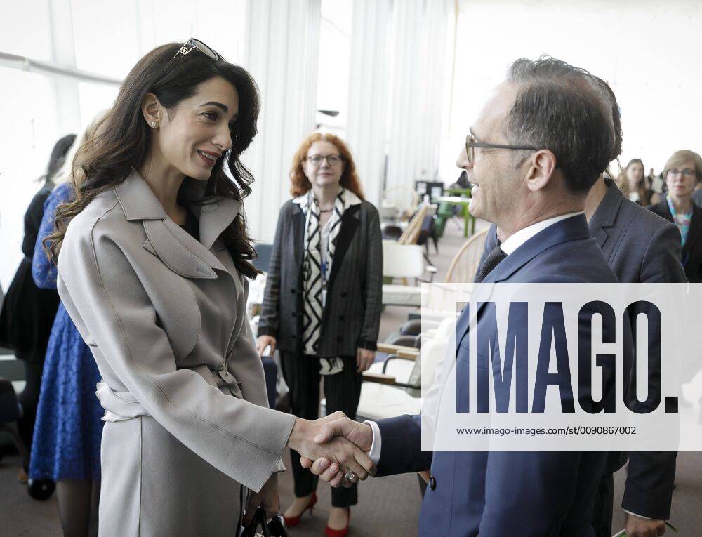 Bundesaussenminister Heiko Maas, SPD, trifft Rechtsanwaeltin Amal Clooney nach der Debatte des UN Sicherheitsrats zum Thema Sexuelle Gewalt in Konflikten unter dem Vorsitz Deutschlands. New York. 23.04.2019 New York USA