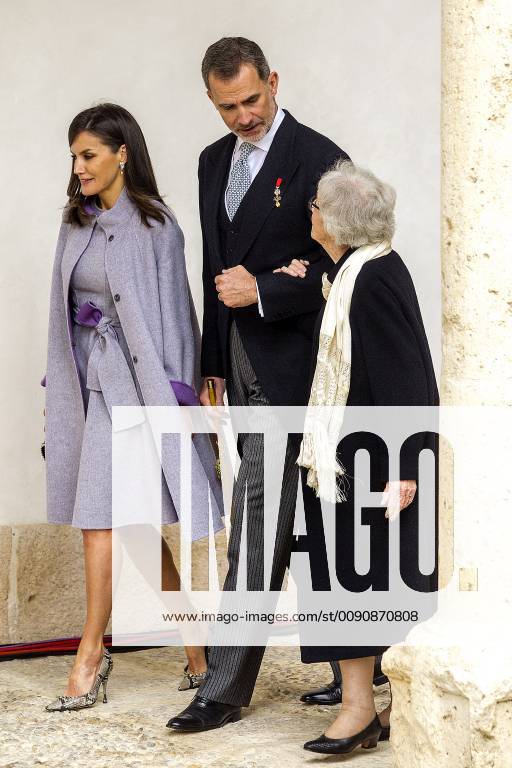 King Felipe VI of Spain, Queen Letizia and Uruguayan poet Ida Vitale (R) during the Cervantes Literature Prize ceremony at the University of Alcala in Madrid on April 23, 2019. (20190423027)