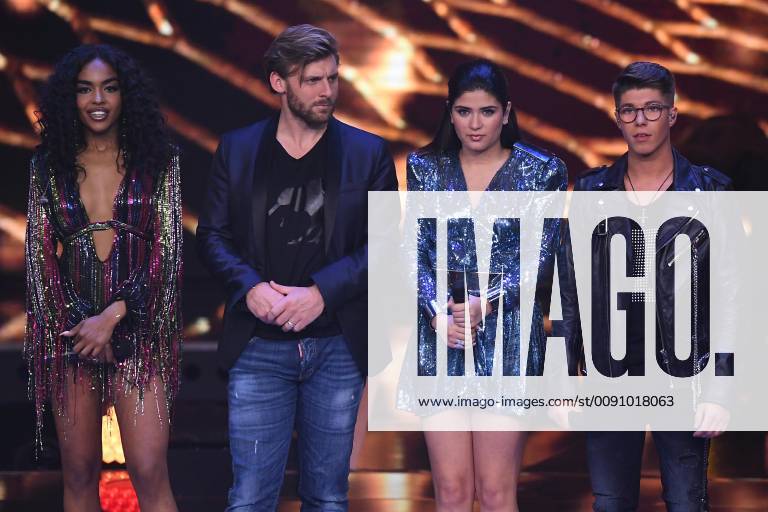 Deutschland sucht den Superstar Finale am 27.04.2019 in den MMC Studios in Köln V.l.n.r.; Alicia-Awa Beissert - Nick Ferretti - Joana Kesenci - Davin Herbrüggen