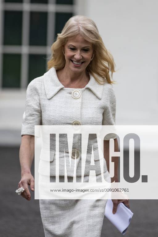 Washington, District of Columbia, U.S. - Kellyanne Conway, counselor to United States President Donald Trump, walks out of the West wing of the White House with an aid prior to speaking with members of the media in the West wing driveway at the White House in Washington, D.C. on May 1, 2019. Credit: CNP Washington U.S. - ZUMAs152 20190501_zaa_s152_007