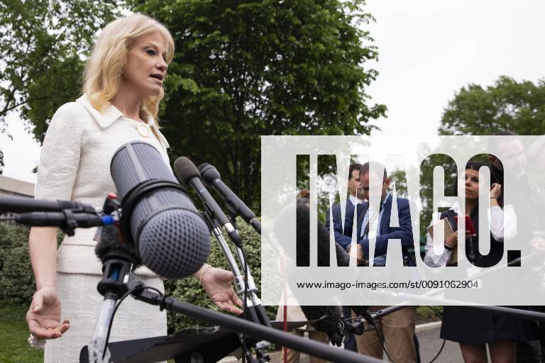 Washington, District of Columbia, U.S. - Kellyanne Conway, counselor to United States President Donald Trump, speaks with members of the media on the West Wing driveway at the White House in Washington, D.C. on May 1, 2019. Credit: CNP Washington U.S. - ZUMAs152 20190501_zaa_s152_014