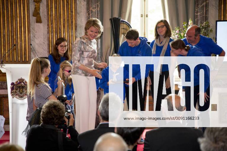 Queen Mathilde of Belgium pictured during a ceremony to award the Queen Mathilde Award 2019, in Brussels, Thursday 09 May 2019. The winner of the Award is selected by a youth jury from one of the nineteen Queen Mathilde Foundation projects. HATIMxKAGHAT 05581521