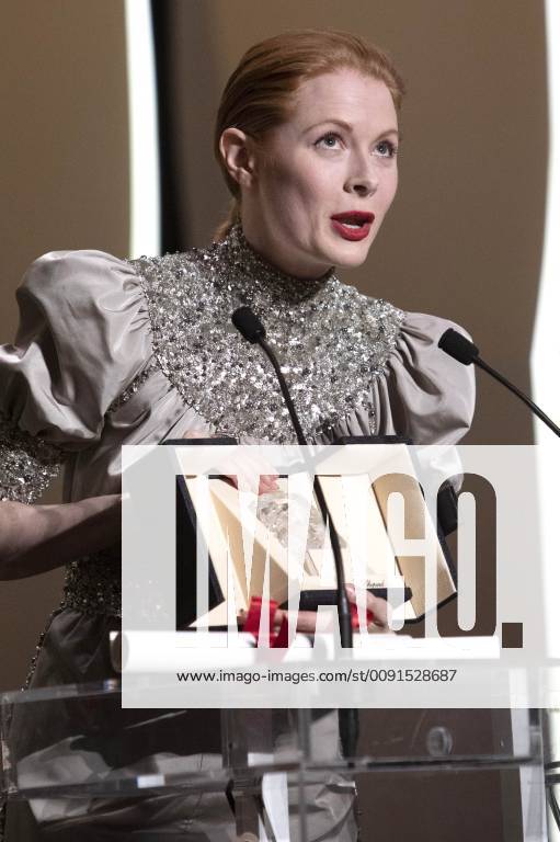 Emily Beecham with the Best Actress award for her role in Little Joe at the award ceremony during the 72nd Cannes Film Festival at the Palais des Festivals on May 25, 2019 in Cannes, France