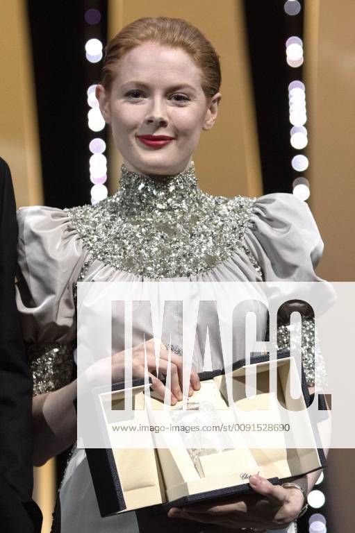 Emily Beecham with the Best Actress award for her role in Little Joe at the award ceremony during the 72nd Cannes Film Festival at the Palais des Festivals on May 25, 2019 in Cannes, France