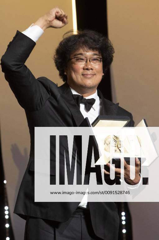 Bong Joon-ho with his Palme d Or (Golden Palm) for the movie Parasite Gisaengchung at the award ceremony during the 72nd Cannes Film Festival at the Palais des Festivals on May 25, 2019 in Cannes, France