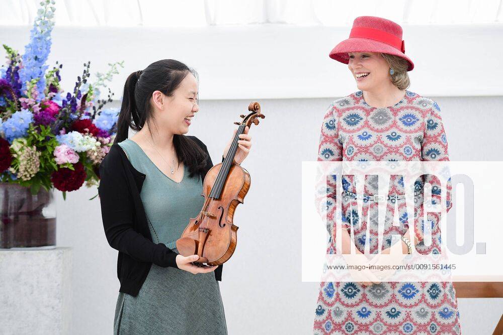 Winner of the Queen Elisabeth Competition Stella Chen and Queen Mathilde of Belgium pictured during the award ceremony for the laureates of the Queen Elisabeth Competition for Voice 2018, at the Queen Elisabeth Music Chapel (Chapelle Musicale Reine Elisabeth - Muziekkapel Koningin Elisabeth), in Waterloo, Tuesday 28 May 2019. LAURIExDIEFFEMBACQ 05594509
