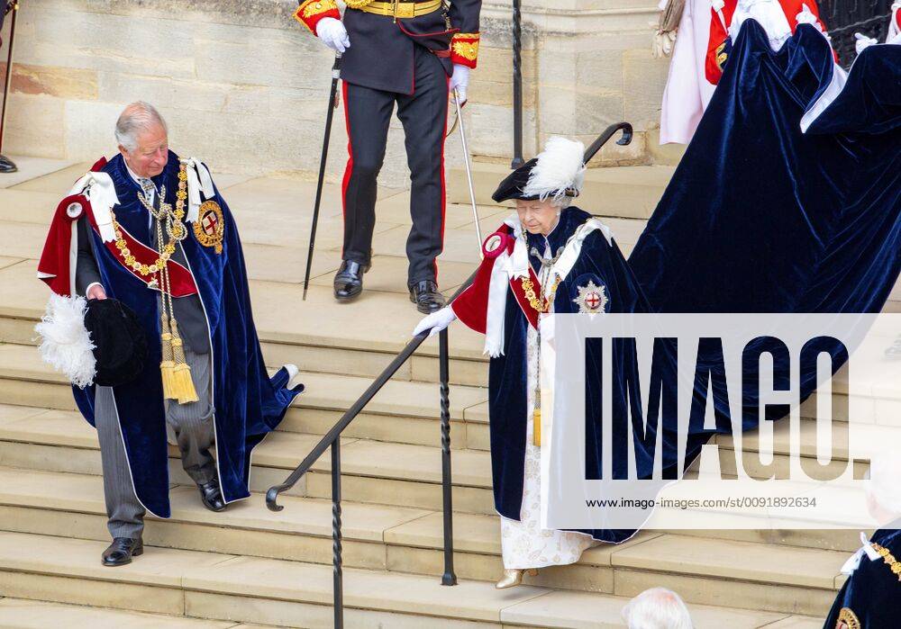England The Most Noble Order of the Garter ( Orde van de Kouseband) ceremony at St George’s Chapel at Windsor Castle in Windsor. Queen Elizabeth and Prince Charles