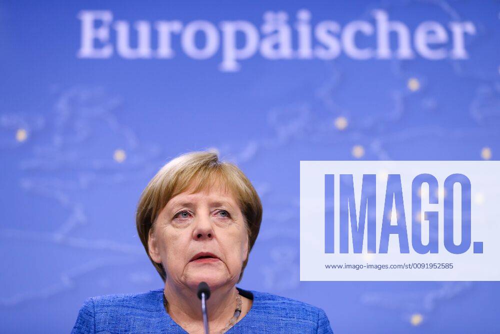 (190621) -- BRUSSELS, June 21, 2019 (Xinhua) -- German Chancellor Angela Merkel attends a press conference after the EU summer summit in Brussels, Belgium, on June 21, 2019. (Xinhua Zhang Cheng) BELGIUM-BRUSSELS-EU-SUMMER SUMMIT