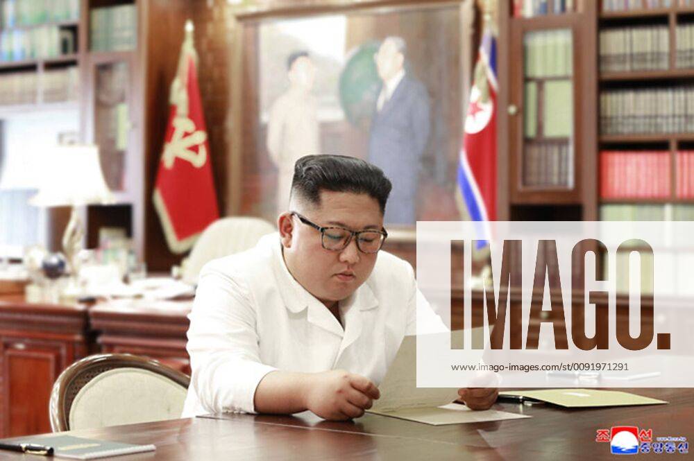 This image, released on June 23, 2019, by the North Korean Official News Service (KCNA), shows North Korean leader Kim Jong Un reading a letter he received from U.S. President Donald J. Trump. Kim stated that he appreciated President Trump s political judging faculty and extraordinary courage and that he would seriously contemplate the interesting content. WAX2019062301 KCNA