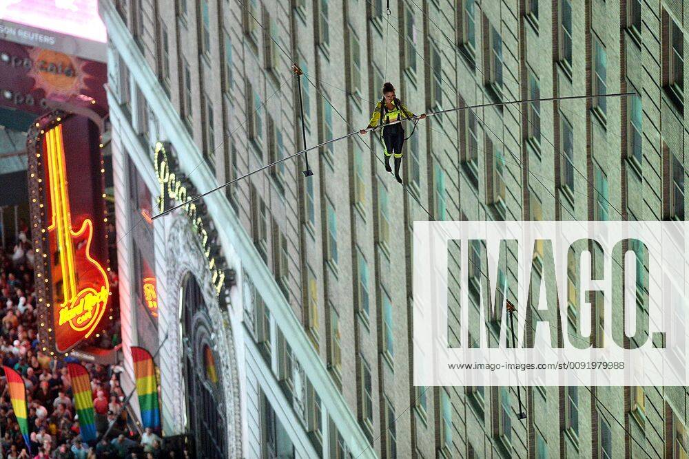 New York, NY, USA - June 23, 2019 New York City..Highwire Live in Times Square with Nik Wallenda and Lijana Wallenda on June 23, 2019 in New York City. New York USA