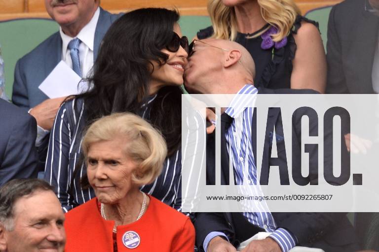 London, London, UK - London, UK. CEO and president of Amazon. com Jeff Bezos and Lauren Sanchez arrive to watch the mens singles finals on centre court tennis on Day 13 of the Wimbledon Tennis Championships 2019 held at the All England Lawn Tennis and Croquet Club. London UK - ZUMAl94_ 20190714_zaf_l94_030