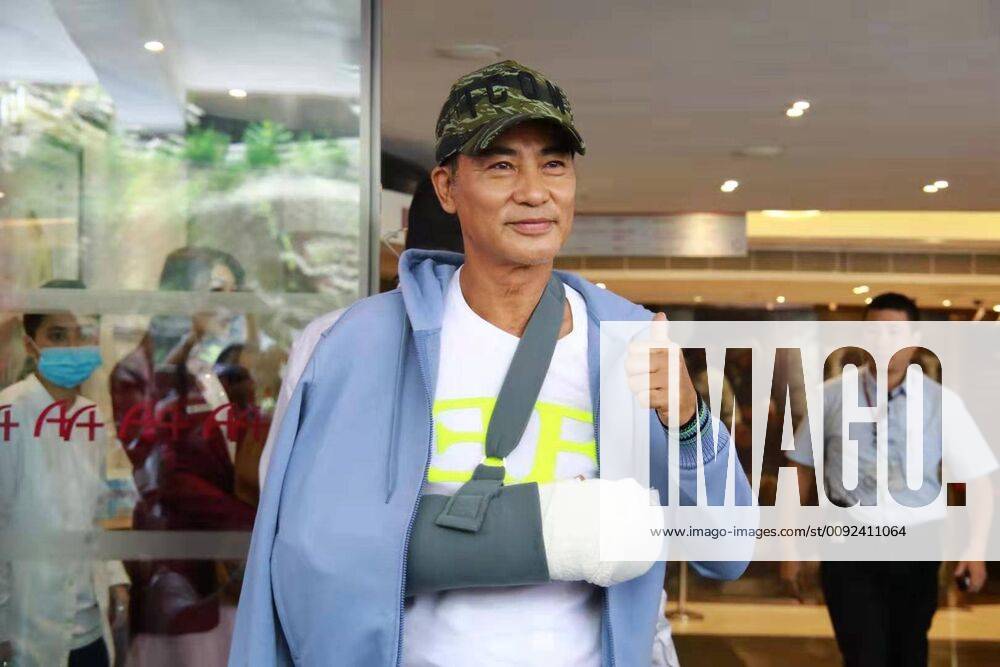 Hong Kong actor Simon Yam leaves hospital after being stabbed in the stomach in Hong Kong, China, 24 July 2019. Hong Kong actor Simon Yam leaves hospital after being stabbed on stage in mainland China bjl12942201