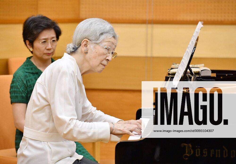 Former Japan empress at music workshop Former Japanese Empress Michiko plays the piano during a music workshop in Kusatsu, Gunma Prefecture, eastern Japan, on Aug. 27, 2019.(Pool Photo)