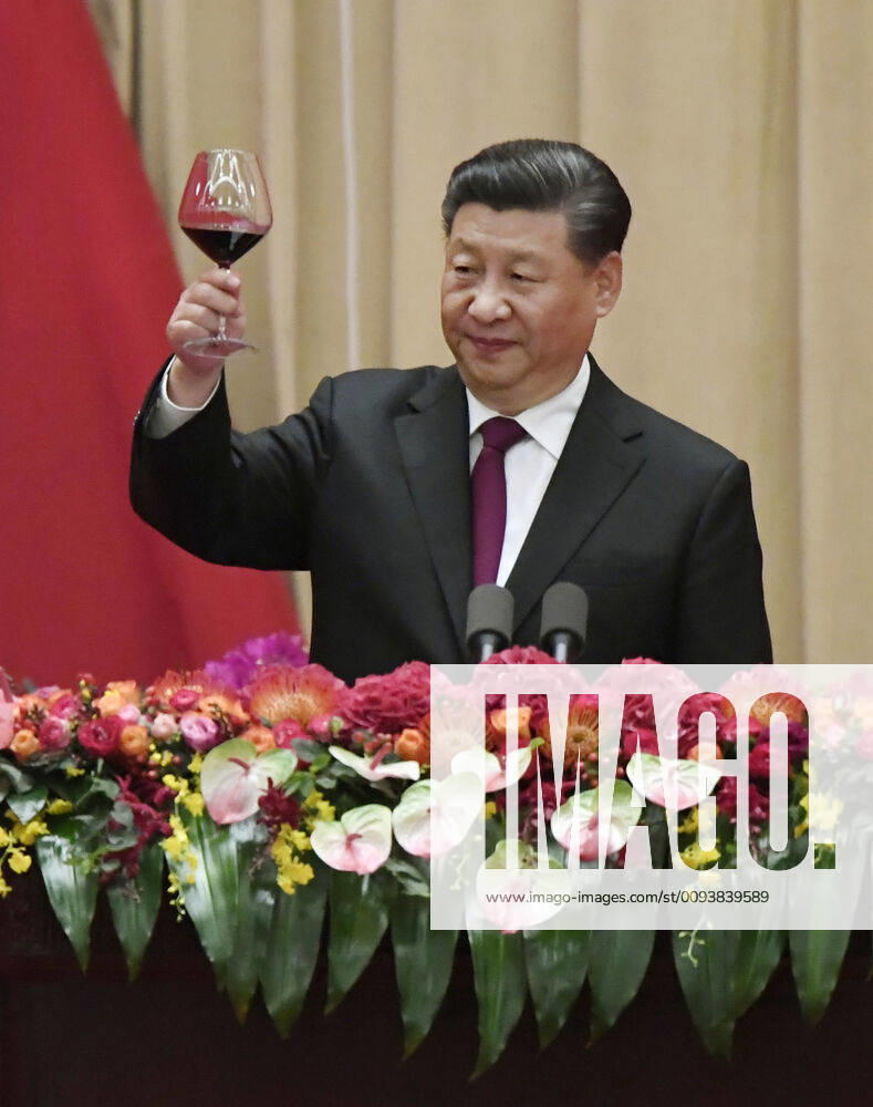 70th anniv. of China s founding Chinese President Xi Jinping toasts at a reception in Beijing on Sept. 30, 2019, a day before the 70th anniversary of the founding of the People s Republic of China.