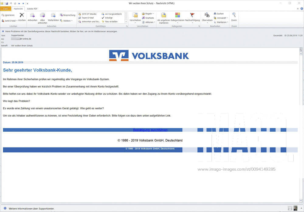Screenshot Phishing Email