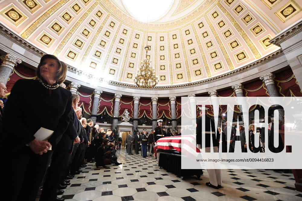 Speaker of the House Nancy Pelosi (D-CA), left, is seen during a memorial service for Congressman Elijah Cummings (D-MD) in National Statuary Hall at the United States Capitol on Thursday October 24, 2019 in Washington, DC. Cummings passed away on October 17, 2019 at the age of 68 due to complications regarding previous health conditions, he served in Congress for 23 years. Pool WAX20191024127 MattxMcClain