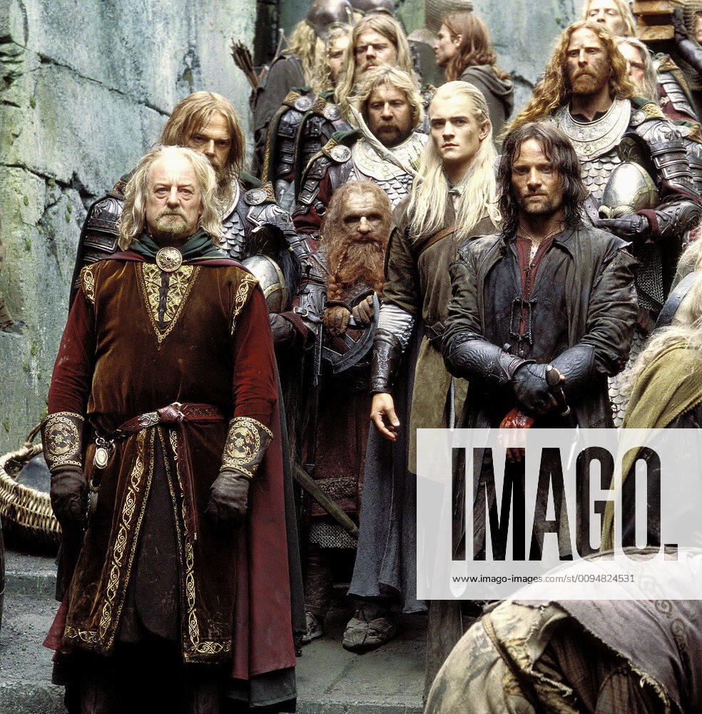 Bernard Hill, John Rhys Davies, Orlando Bloom & Viggo Mortensen Characters: Theoden,,Legolas Greenleaf & Aragorn Film: The Lord Of The Rings: The Two Towers; The Lord Of The Rings Ii (USA NZ 2002) Director: Peter Jackson 05 December 2002