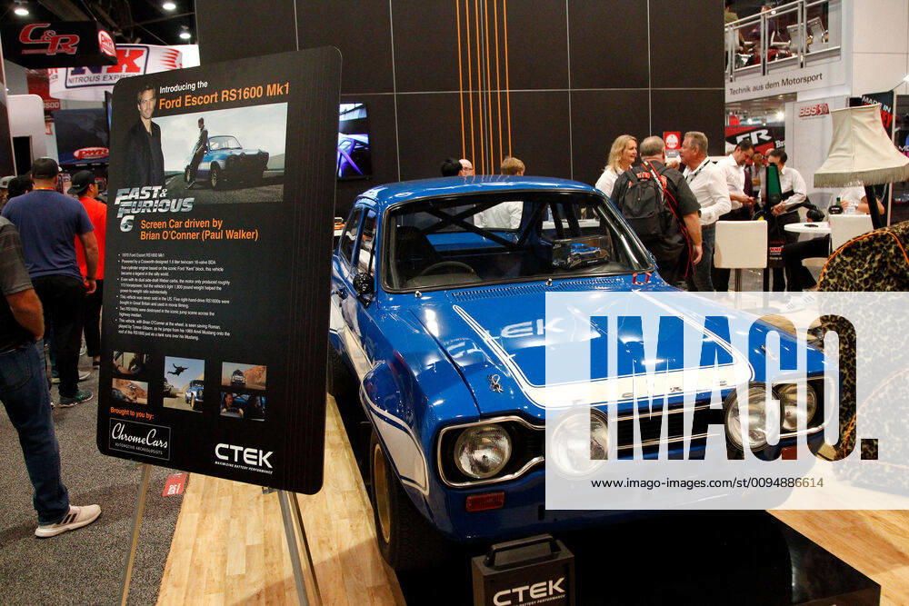 The 1970 Ford Escort RS1600 Mk1, screen car driven by the late actor Paul Walker in Fast & Furious 6, on display during the 2019 SEMA Show, at the Las Vegas Convention center in Las Vegas, Nevada, on Tuesday, November 5, 2019. Two RS1600 s were destroyed in the iconic jump scene in the movie. LAV2019110531 JAMESxATOA
