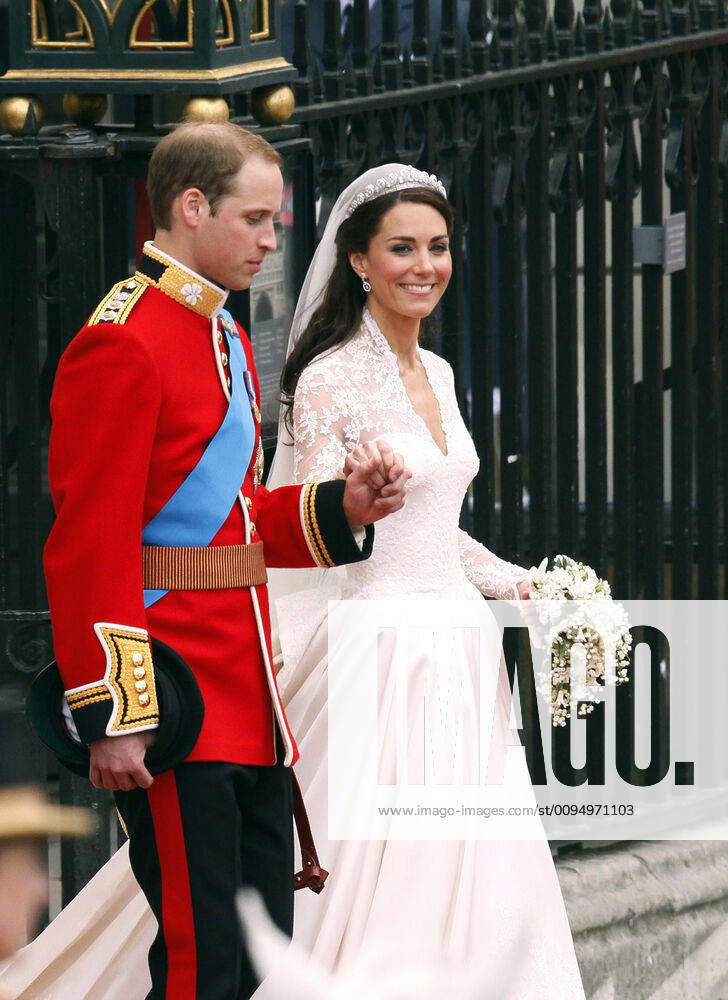 Prince William & Princess Catherine, Duke and Duchess of Cambridge, leaving Westminster Abbey, London, after their wedding.