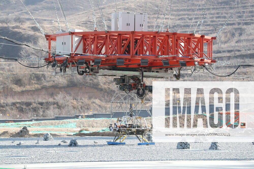 (191114) -- HUAILAI, Nov. 14, 2019 -- Photo taken on Nov. 14, 2019 shows the trial ground of an experiment for landing on Mars in Huailai County, north China s Hebei Province. China on Thursday unveiled an experiment simulating the process of a probe hovering, avoiding obstacles and descending to land on Mars. China plans to launch the Mars probe in 2020, aiming to complete orbiting, landing and roving in one mission, an unprecedented achievement, according to the China National Space Administration. How to safely land on Mars is one of the biggest challenges facing the mission. The experiment simulated the gravity of Mars, about one-third of the gravity on Earth, to test the design of the lander. ) (EyesonSci)CHINA-HEBEI-EXPERIMENT FOR LANDING ON MARS (CN) JinxLiwang