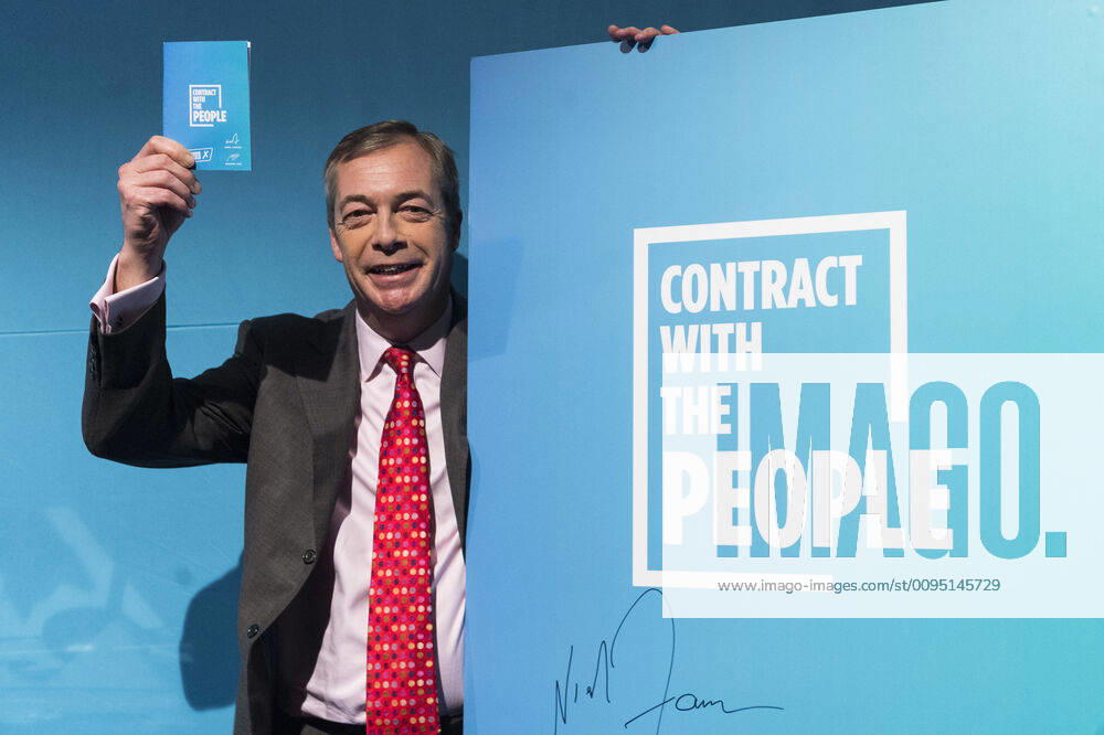 (191122) -- LONDON, Nov. 22, 2019 -- Brexit Party leader Nigel Farage attends an event to launch Brexit Party general election policies in London, Britain on Nov. 22, 2019. (Photo by Ray Tang Xinhua) BRITAIN-LONDON-BREXIT PARTY-GENERAL ELECTION POLICIES-LAUNCH HanxYan
