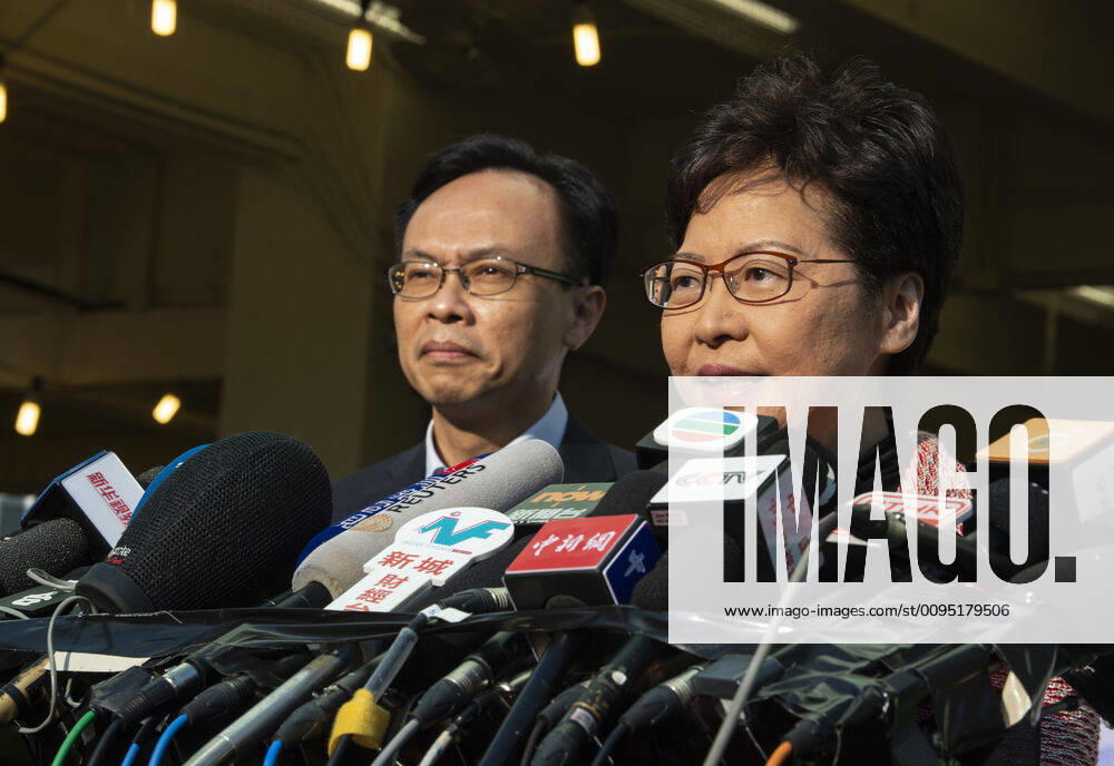 Hong Kong Chief Executive, CARRIE LAM, votes in the local council elections. Lam meets the press at Raymond College in Midlevels Central to cast her vote in an election predicted to show Hong Kongers true views following 5 months of protests. Hong Kong China - ZUMAr144 20191124_zap_r144_021
