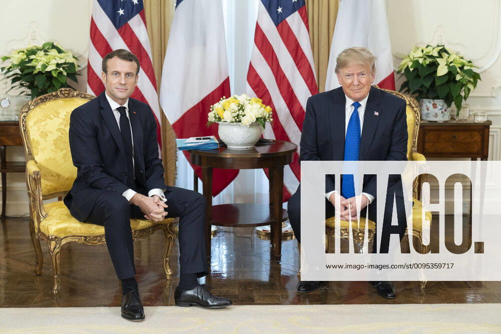 President DONALD TRUMP participates in a bilateral meeting with President EMMANUEL MACRON of France Tuesday, Dec. 3, 2019, at Winfield House in London. London United Kingdom - ZUMAz03_ 20191203_sha_z03_621