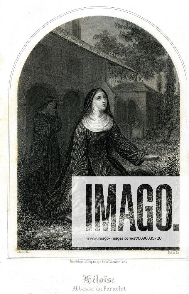 HELOISE et ABELARD HELOISE abbesse de Paraclet. Illustration de 1860 par Gustave STAAL (1817-1882) pour Les heros du christianisme a travers les ages par Dom MARIE-BERNARD. Credit : Coll. Jonas KHARBINE-TAPABOR.