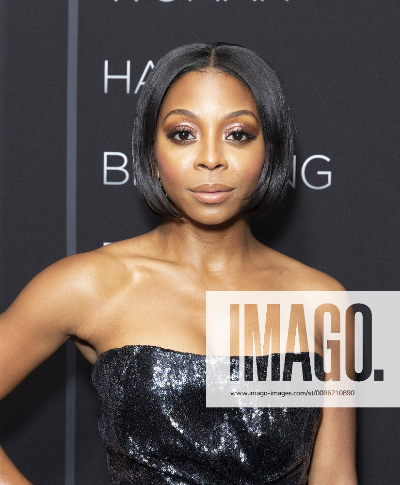Netflix A Fall From Grace NYC premiere Bresha Webb wearing dress by Mary Katrantzou attends premiere of Netflix A Fall From Grace at Metrograph New York New York United States Metrograph PhotographerxLevxRadin