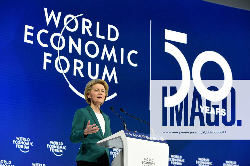 (200122) -- DAVOS, Jan. 22, 2020 -- European Commission President Ursula von der Leyen speaks at the World Economic Forum (WEF) annual meeting in Davos, Switzerland, Jan. 22, 2020. ) SWITZERLAND-DAVOS-WEF ANNUAL MEETING-URSULA VON DER LEYEN GuoxChen