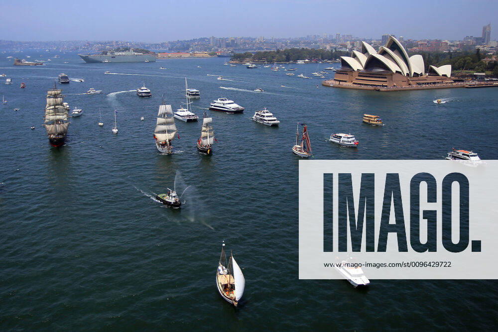 AUSTRALIA DAY TALL SHIP RACE, Historic tall ships race from Bradleys Head towards the Sydney Harbour Bridge during Australia Day celebrations in Sydney, Sunday, January 26, 2020. ( NO ARCHIVING, , NO USE IN BOOKS WITHOUT CONSENT SYDNEY NSW AUSTRALIA