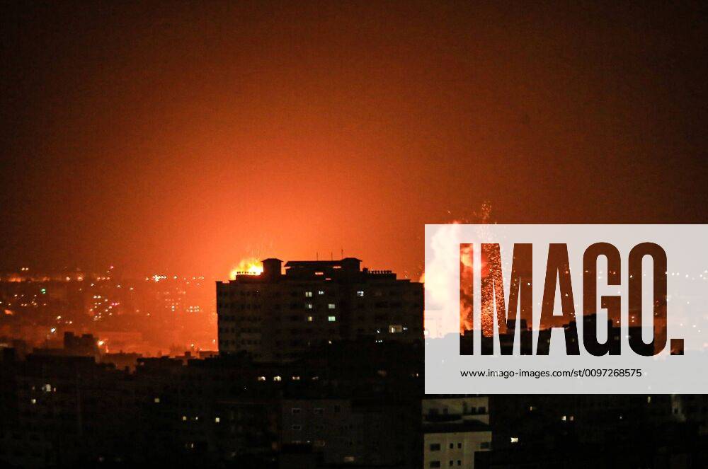 An explosion caused by an Israeli airstrike in the middle of the Gaza Strip, Gaza City Palestine - ZUMAq100 20200224_zaa_q100_015