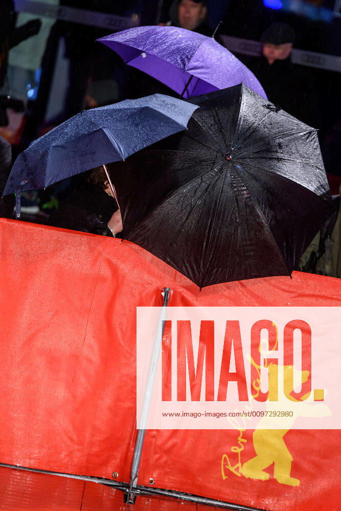 Fans unter Regenschirmen bei Regen während der Premiere des Films SIBERIA der 70. Internationalen Filmfestspiele Berlin snapshot-photography xF.Boillot