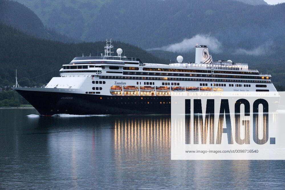 Zaandam, sailing near the South Franklin dock, at night, Juneau, Alaska. Designed to carry fewer guests while providing more space for maximum comfort, ms Zaandam is a prize in the mid-size ship category. Offering spacious public areas and plush accommodations, many staterooms have private verandahs. The musically themed Zaandam offers a unique shipboard atmosphere. Inspired by the world s great music, artifacts and memorabilia from a variety of musical genres decorate the ship. You ll find musical instruments such as Bill Clinton s saxophone and signed guitars from Queen, Iggy Pop, Eric Clapton and the Rolling Stones used as art objects throughout the ship. At the heart of Zaandam, in a soaring three-story atrium: a Baroque-style Dutch pipe organ, inspired by the traditional barrel organs still found on the streets of The Netherlands. En