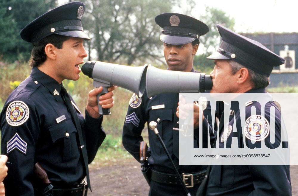 POLICE ACADEMY 4: CITIZENS ON PATROL, Steve Guttenberg, Michael Winslow, G.W. Bailey, 1987, (c) Warner Brothers courtesy Everett Collection Warner Bros Courtesy Everett Collection !ACHTUNG AUFNAHMEDATUM GESCHÃ„TZT! PUBLICATIONXNOTxINxCANxCHNxFRAxITAxJPNxNORxPOLxRUSxESPxUKxUSA